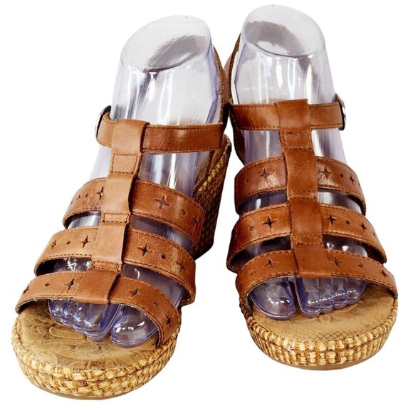 Born B.O.C. Strappy Wedge Sandal Women's Sz 8M Brown Leather Boho Cottagecore - Picture 11 of 11